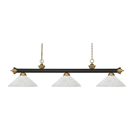 Z-Lite Riviera 3 Light Billiard Light, Bronze + Satin Gold & White Linen 200-3BRZ+SG-AWL14